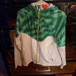 Nike Dry Fit zip up Green and White Hooded Jacket